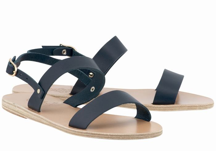 Dark Blue Ancient Greek Sandals Clio Women Back-Strap Sandals | VRB1628SR