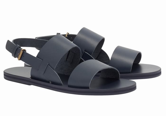 Dark Blue Ancient Greek Sandals Irodotos Leather Men Casual Sandals | JJE4426FB