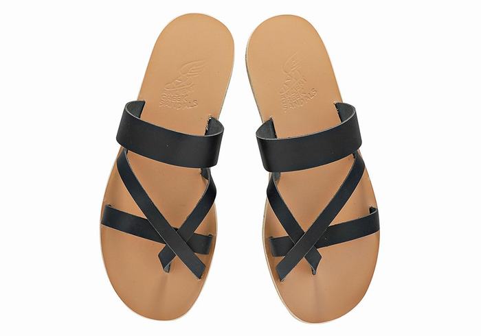 Dark Blue Ancient Greek Sandals Jason Leather Men Slide Sandals | LAQ4044TL