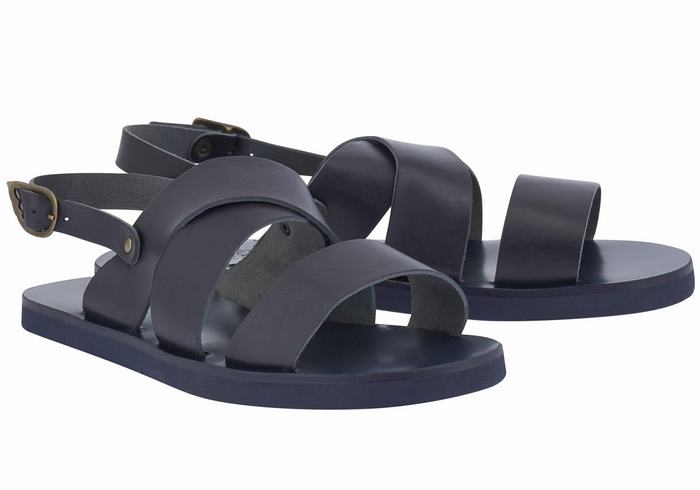 Dark Blue Ancient Greek Sandals Miltos Men Casual Sandals | BIA9529ZJ