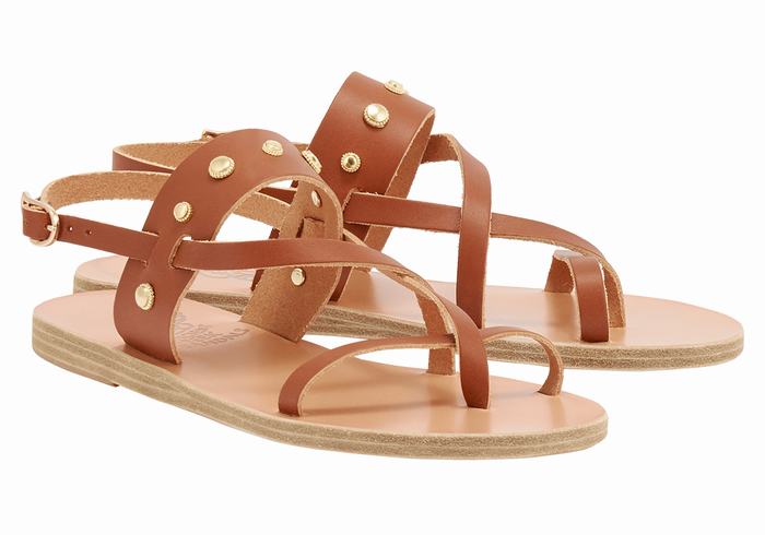 Dark Brown Ancient Greek Sandals Alethea Bee Women Back-Strap Sandals | GHN6591YW