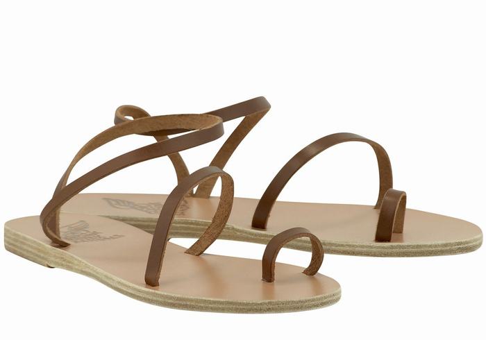 Dark Brown Ancient Greek Sandals Apli Eleftheria Leather Women Fisherman Sandals | GIL8537KO