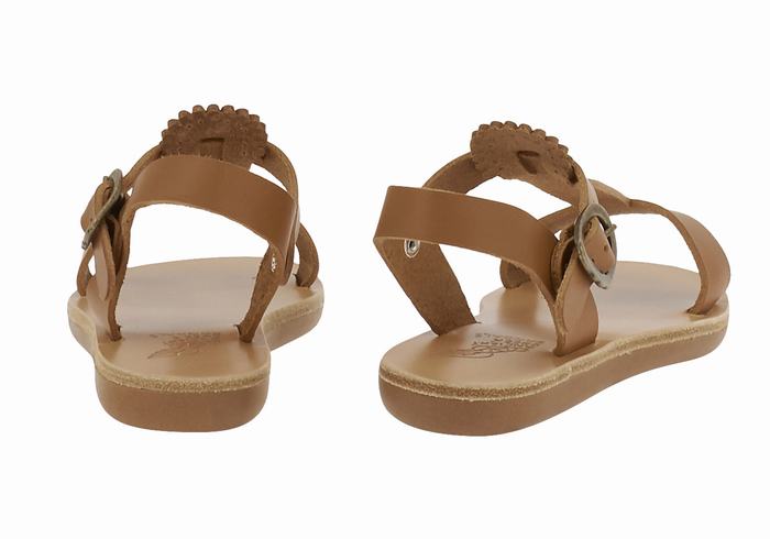 Dark Brown Ancient Greek Sandals Little Amber Soft Kids' Flat Sandals | TLL5675RQ