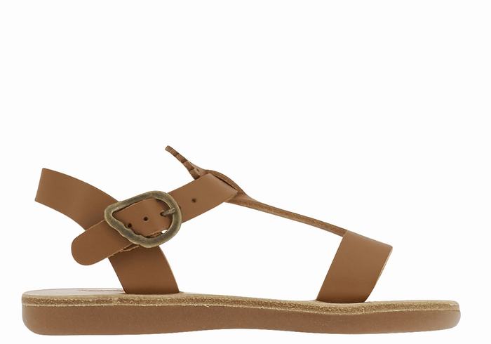 Dark Brown Ancient Greek Sandals Little Amber Soft Kids\' Flat Sandals | TLL5675RQ