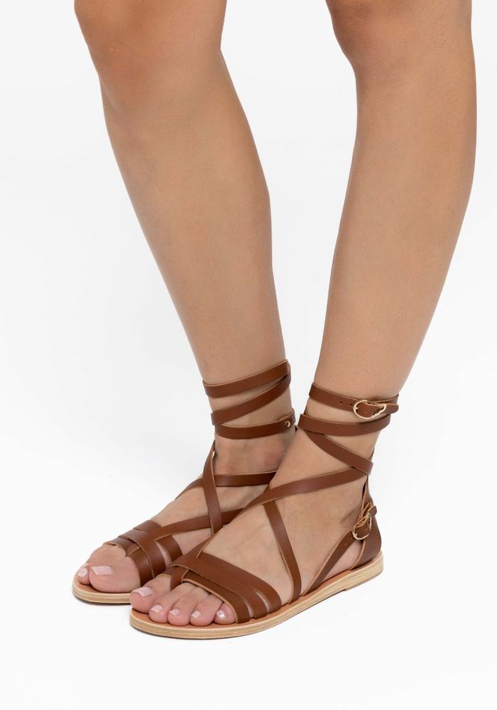 Dark Brown Ancient Greek Sandals Satira Leather Women Gladiator Sandals | HDP6265EC