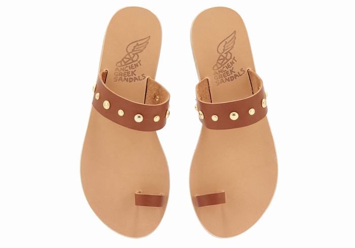 Dark Brown Ancient Greek Sandals Thalia Bee Women Toe-Post Sandals | PZQ9348IT