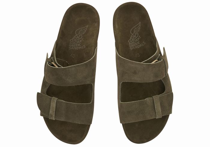 Dark Green Ancient Greek Sandals Diogenis Men Slippers | QXX9915DV