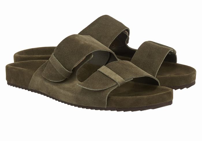 Dark Green Ancient Greek Sandals Diogenis Men Slippers | QXX9915DV