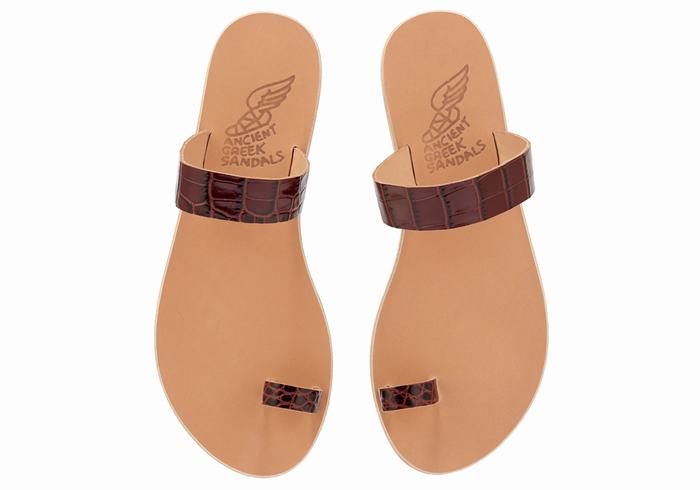 Dark Red Black Ancient Greek Sandals Thalia Women Toe-Post Sandals | SWY7933OR