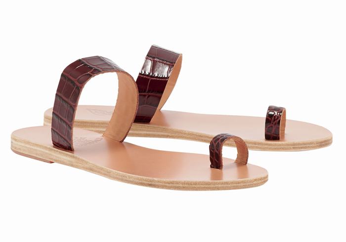 Dark Red Black Ancient Greek Sandals Thalia Women Toe-Post Sandals | SWY7933OR