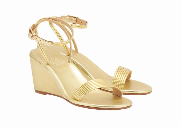 Gold Ancient Greek Sandals Chrismos Women Wedge Sandals | PWP1081FN