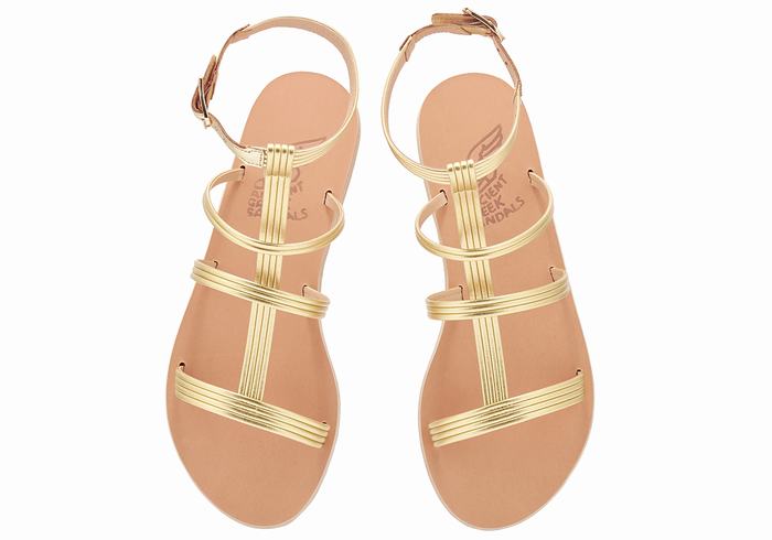 Gold Ancient Greek Sandals Frigia Women Ankle Strap Sandals | NOR7832JZ