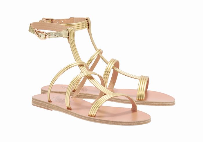 Gold Ancient Greek Sandals Frigia Women Ankle Strap Sandals | NOR7832JZ