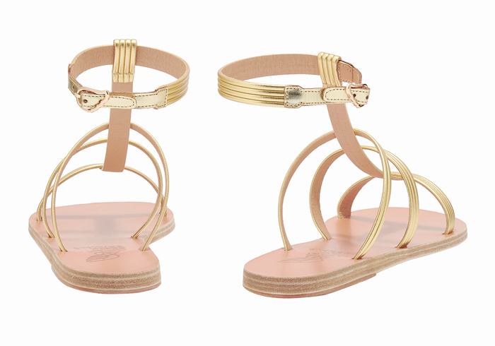 Gold Ancient Greek Sandals Frigia Women Ankle Strap Sandals | NOR7832JZ