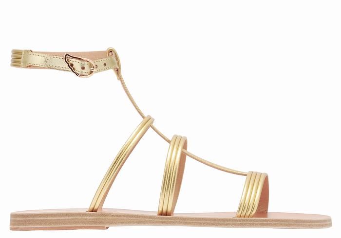 Gold Ancient Greek Sandals Frigia Women Ankle Strap Sandals | NOR7832JZ