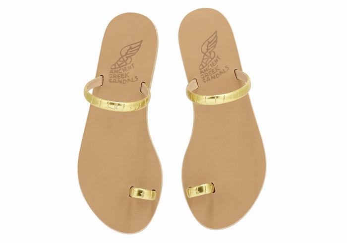 Gold Ancient Greek Sandals Ophion Women Toe-Post Sandals | UWR5972FX