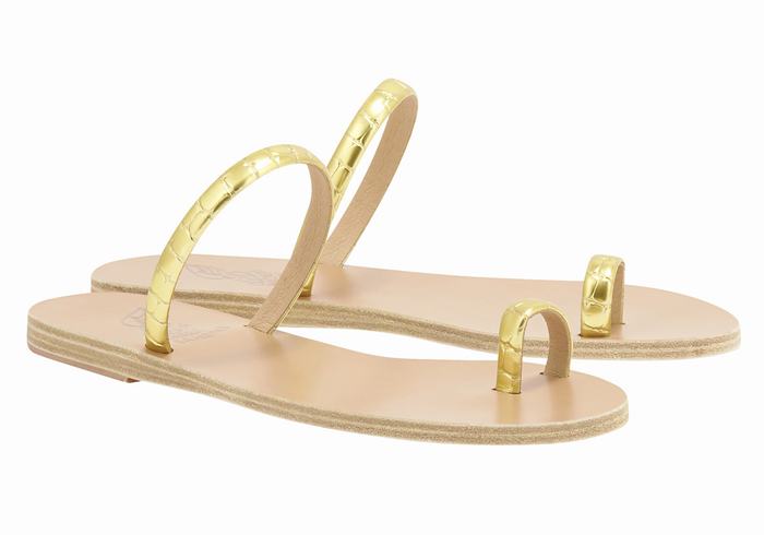 Gold Ancient Greek Sandals Ophion Women Toe-Post Sandals | UWR5972FX