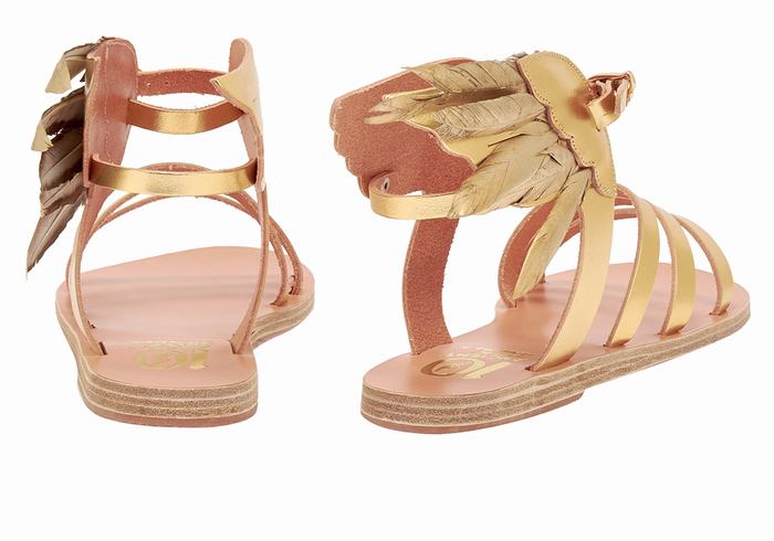 Gold Ancient Greek Sandals Victory Of Samothrace Women Ankle Strap Sandals | THD9499OS