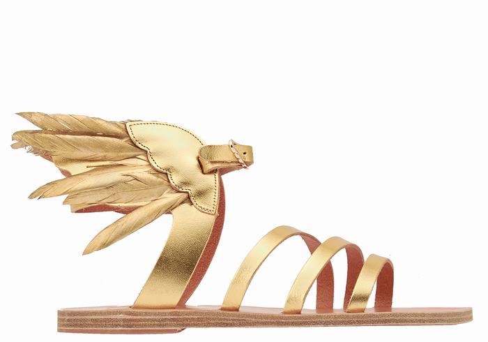 Gold Ancient Greek Sandals Victory Of Samothrace Women Ankle Strap Sandals | THD9499OS