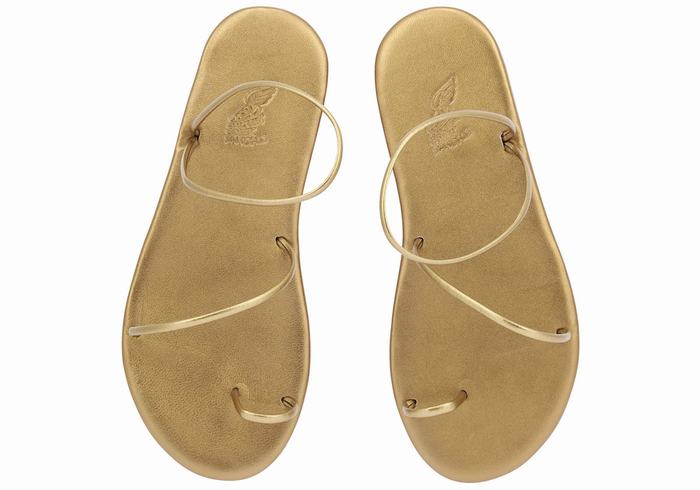 Gold Brown Ancient Greek Sandals Kansiz Women Toe-Post Sandals | JCY963TA