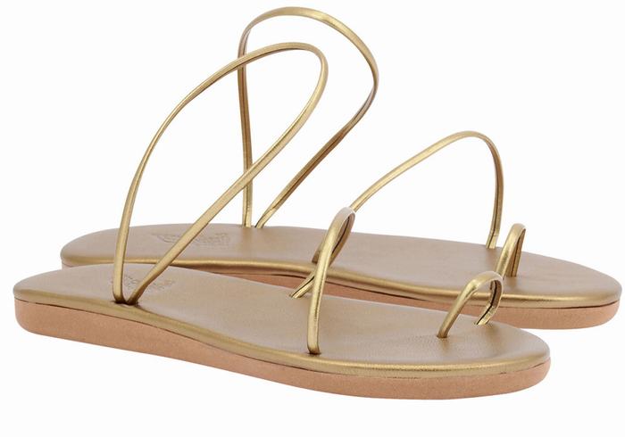 Gold Brown Ancient Greek Sandals Kansiz Women Toe-Post Sandals | JCY963TA