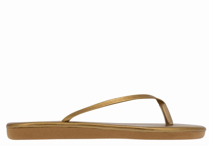 Gold Brown Ancient Greek Sandals Saionara Women Flip Flops | TVC1720YU