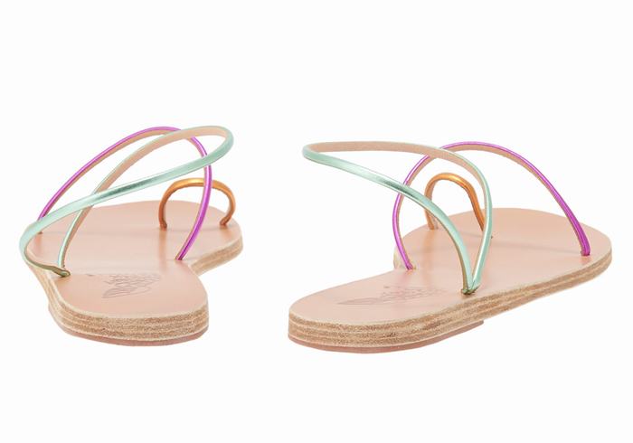 Gold Purple Green Ancient Greek Sandals Chora Women Toe-Post Sandals | BIW768YA