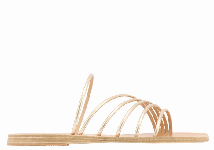 Gold White Ancient Greek Sandals Adriani Women Slide Sandals | VKK1854DY