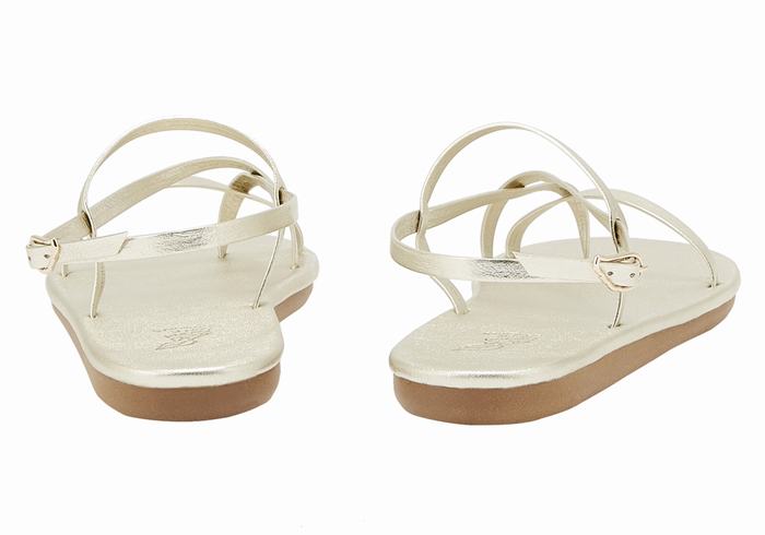 Gold White Ancient Greek Sandals Alethea Women Back-Strap Sandals | WZN4077JQ