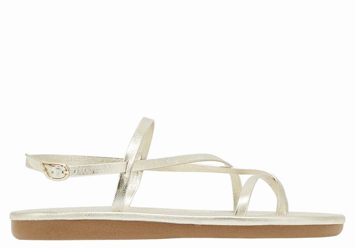 Gold White Ancient Greek Sandals Alethea Women Back-Strap Sandals | WZN4077JQ