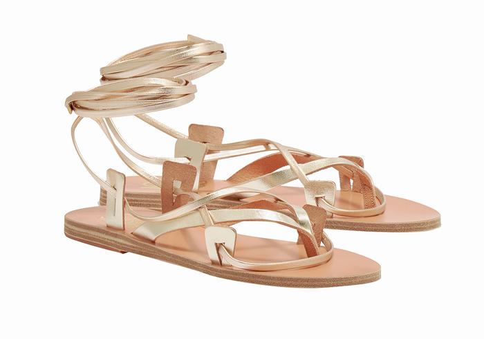 Gold White Ancient Greek Sandals Artemis De Gambies Women Gladiator Sandals | CLD1723ZT