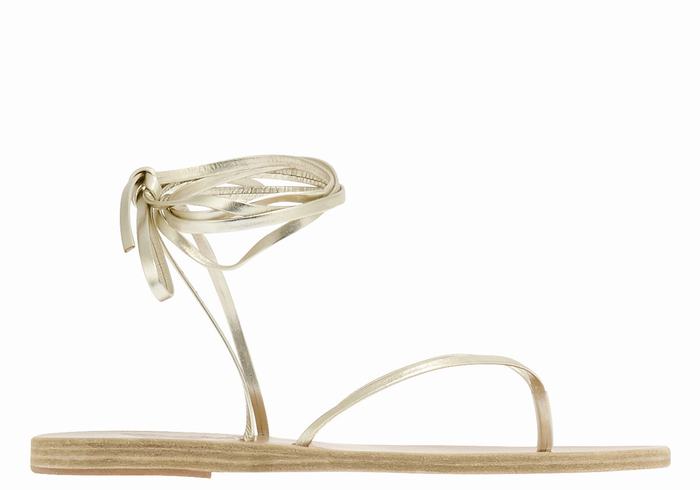 Gold White Ancient Greek Sandals Celia Women Gladiator Sandals | TNX8354EH