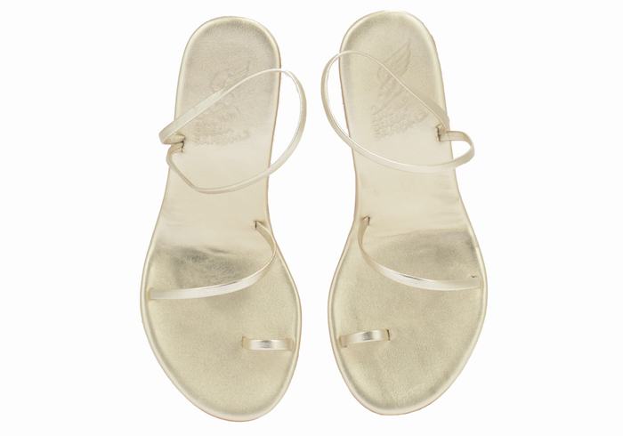 Gold White Ancient Greek Sandals Chora Mid Women Wedge Sandals | XHC7549VD