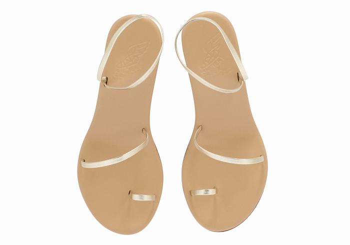 Gold White Ancient Greek Sandals Chora Mid Women Wedge Sandals | JAG7828TV