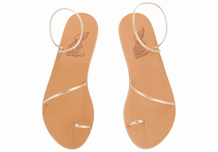 Gold White Ancient Greek Sandals Chora Women Toe-Post Sandals | HLS3017JY