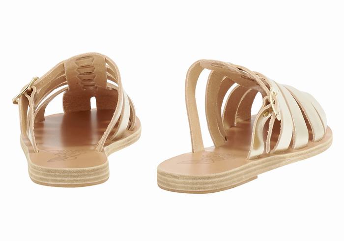 Gold White Ancient Greek Sandals Cosmia Women Fisherman Sandals | ELL2443BX