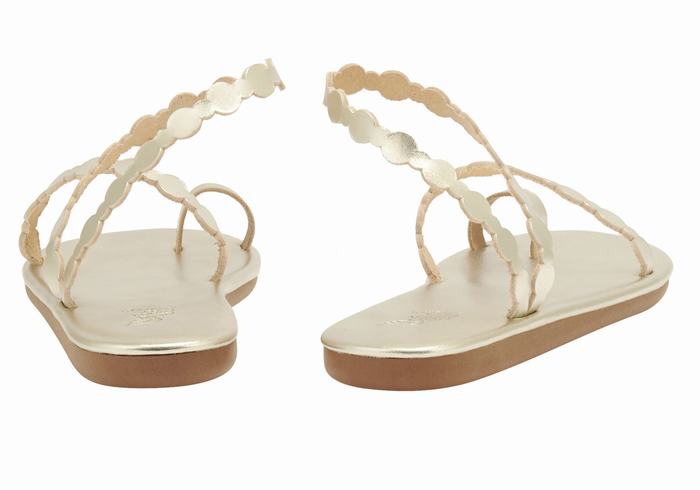 Gold White Ancient Greek Sandals Cronos Women Toe-Post Sandals | VDZ5730MQ