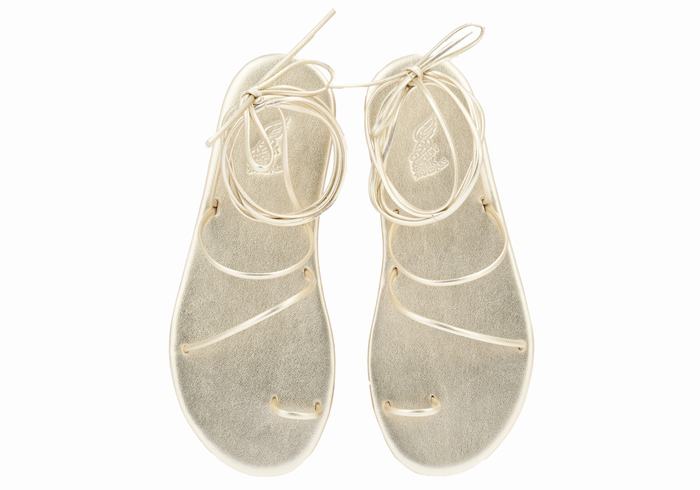 Gold White Ancient Greek Sandals Du Women Toe-Post Sandals | KWX4164BA