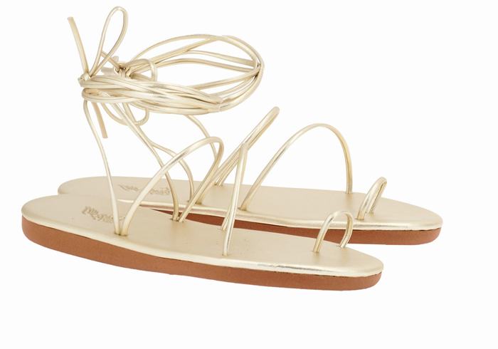 Gold White Ancient Greek Sandals Du Women Toe-Post Sandals | KWX4164BA