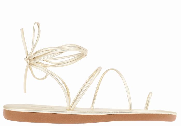 Gold White Ancient Greek Sandals Du Women Toe-Post Sandals | KWX4164BA