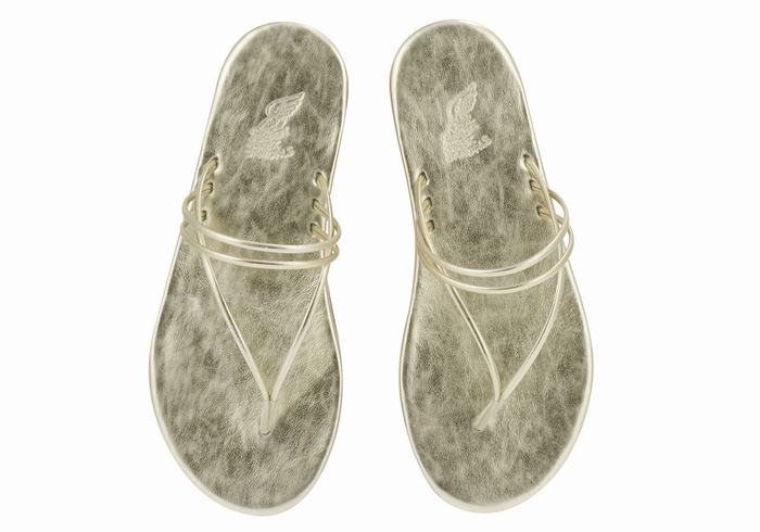 Gold White Ancient Greek Sandals E Women Flip Flops | PLS1515FM