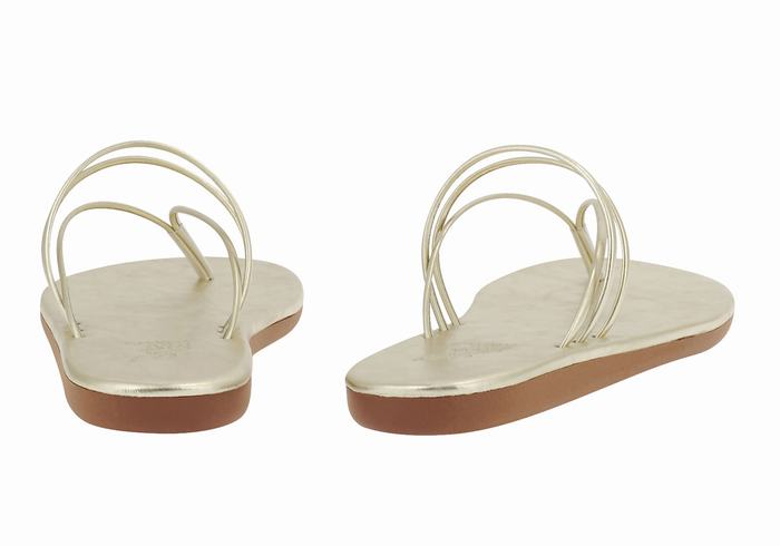 Gold White Ancient Greek Sandals E Women Flip Flops | PLS1515FM