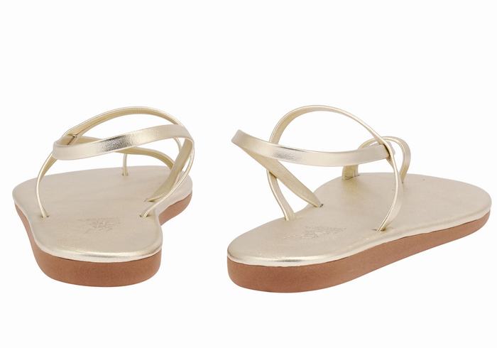 Gold White Ancient Greek Sandals Euterpe Women Toe-Post Sandals | PIW10020DK