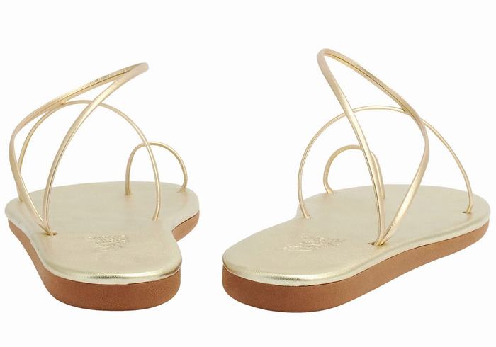 Gold White Ancient Greek Sandals Kansiz Women Toe-Post Sandals | TGI5553TH