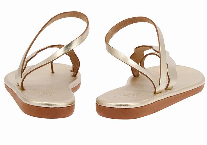 Gold White Ancient Greek Sandals Koralia Women Toe-Post Sandals | MXJ2918VX