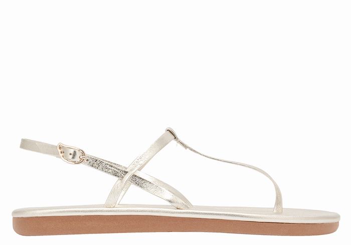 Gold White Ancient Greek Sandals Lito Flip Flop Women Back-Strap Sandals | SNI7518BX