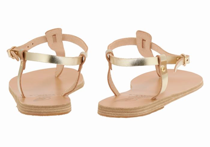 Gold White Ancient Greek Sandals Lito Flip Flop Leather Women Back-Strap Sandals | TOA4241XB