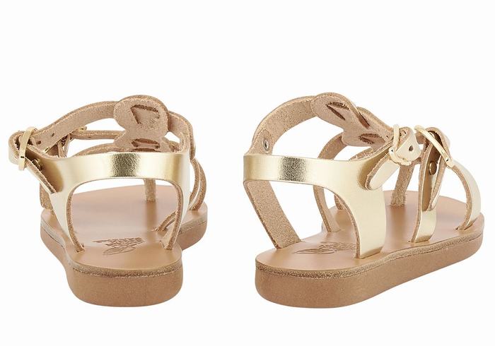 Gold White Ancient Greek Sandals Little Grace Kelly Soft Kids' Flat Sandals | EEY9493AH