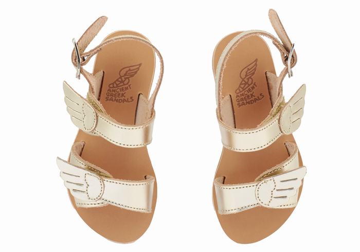 Gold White Ancient Greek Sandals Little Iliada Soft Kids' Casual Sandals | DSE1217BU