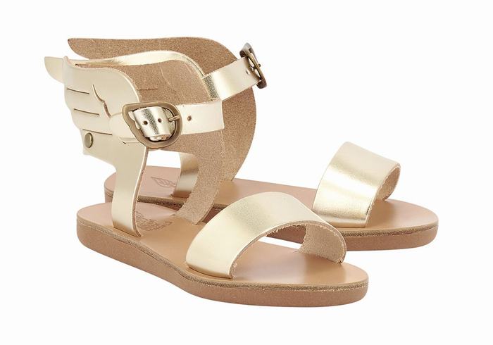 Gold White Ancient Greek Sandals Little Ikaria Soft Kids' Casual Sandals | ZDV8466OE